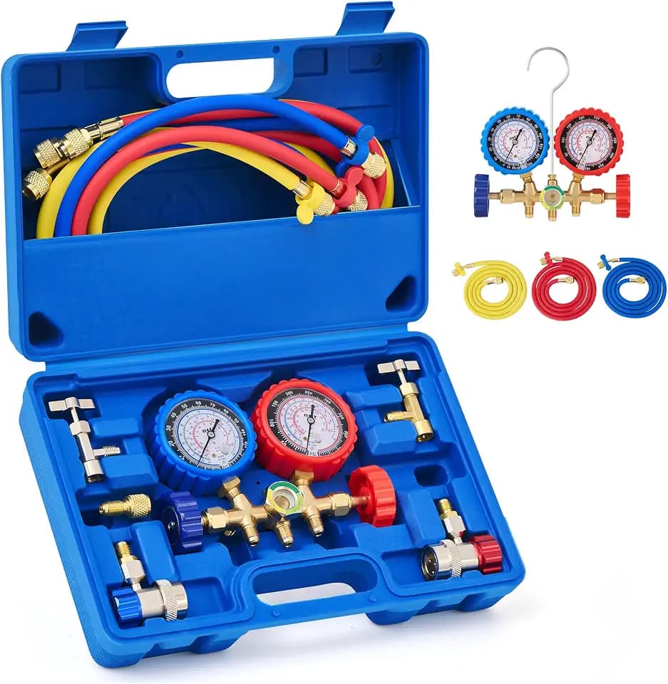 OMT AC Gauge Set for R134a, R12, R22, and R502, 5 ft Hoses