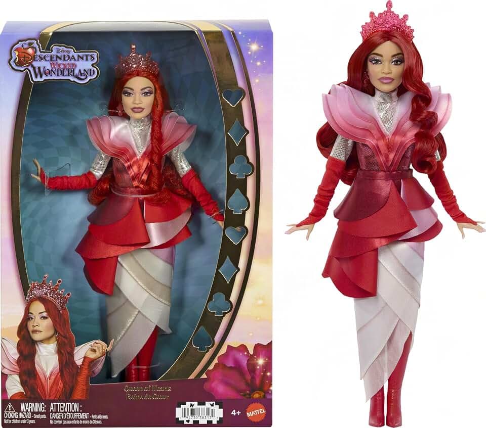 Mattel Disney Descendants: Wicked Wonderland Deluxe Fashion Doll, Queen of Hearts with Removable Movie Inspired Clothing & Crown
