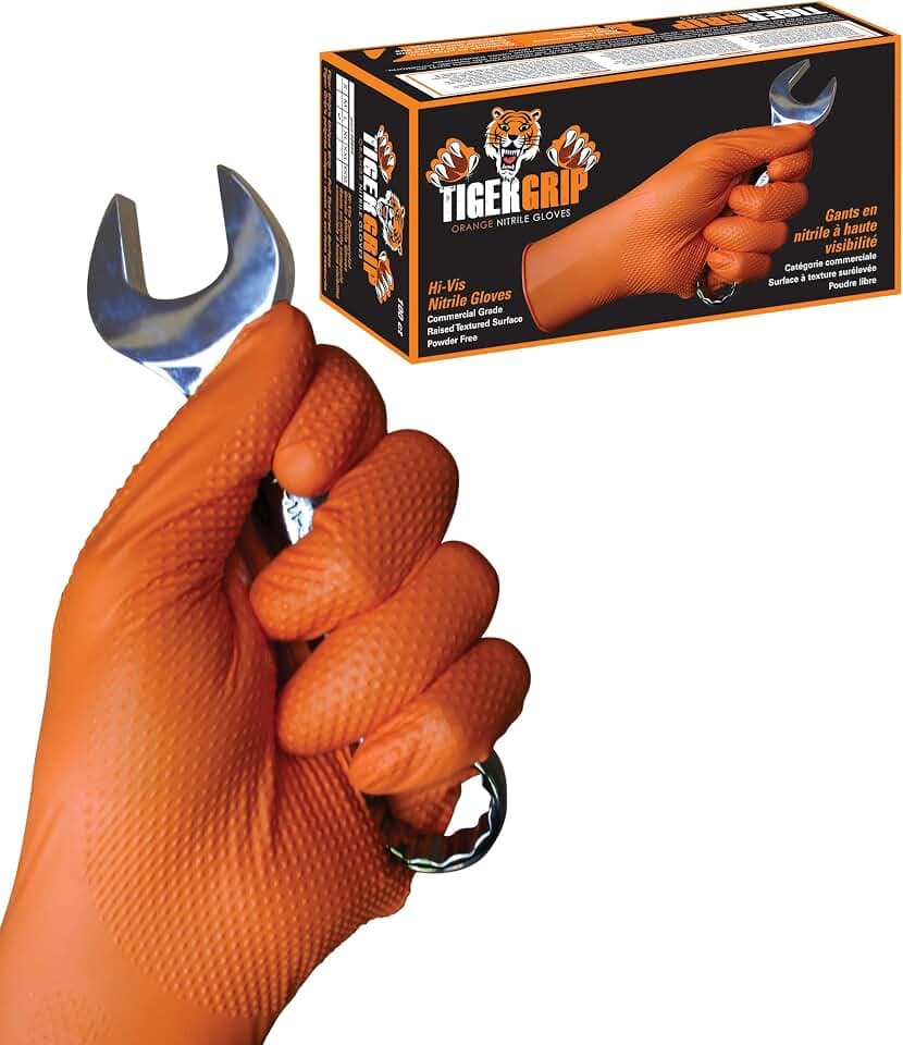 Nitril-Einweghandschuhe Orange Tiger Grip Größe XL (Dispenser mit 90 Stück)