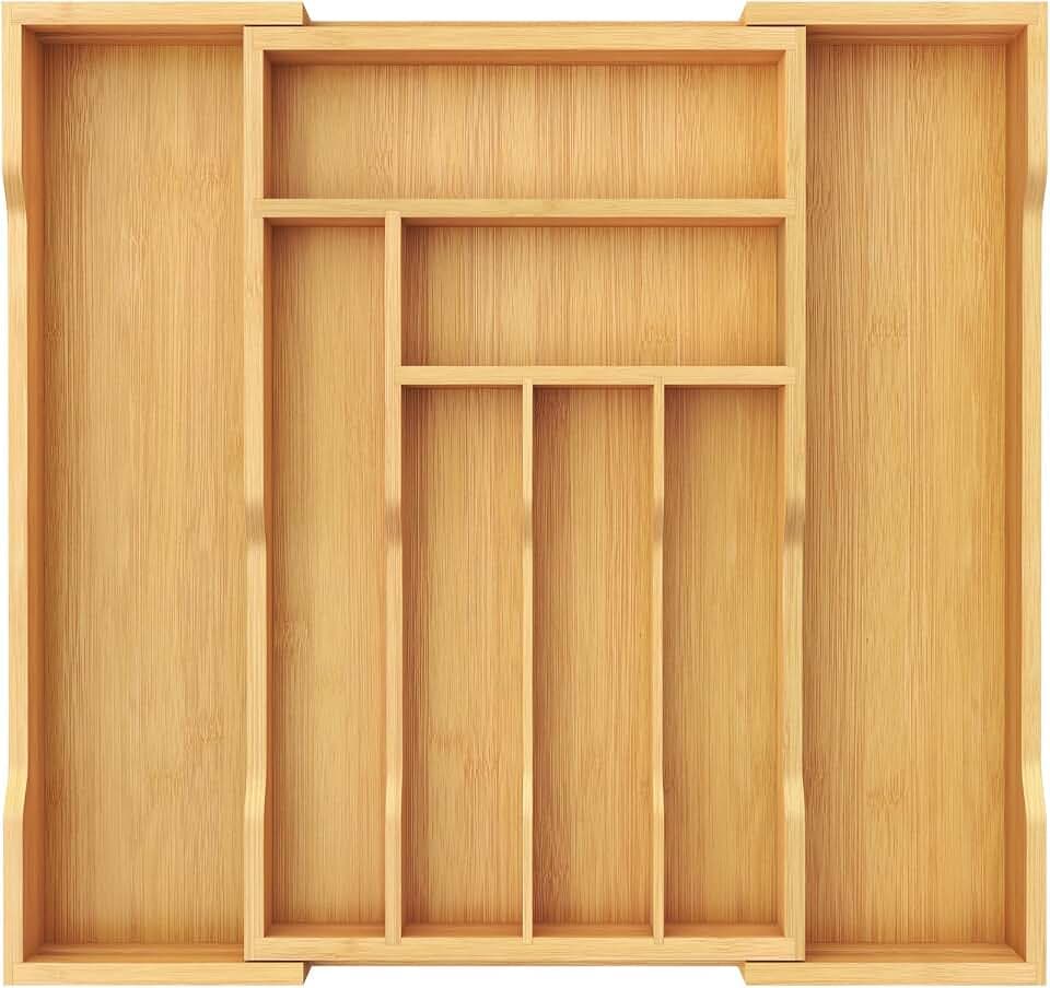 Lifewit ausziehbarer Besteckkasten für Schubladen aus Holz, Tiefe 43 cm
