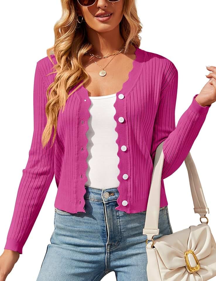 Womens Cropped Cardigan Knit Shrugs for Dresses Tops V Neck Button Down Cardigans Sweaters