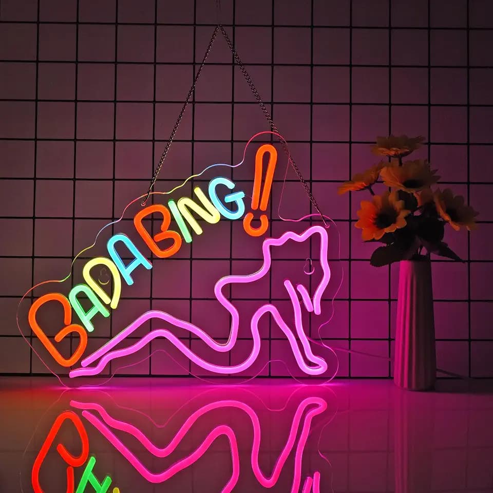 ZODZ Bada Bing Neon Sign for Wall Décor Sopranos Merch Girls Dimmable LED Neon Light Sign Decor