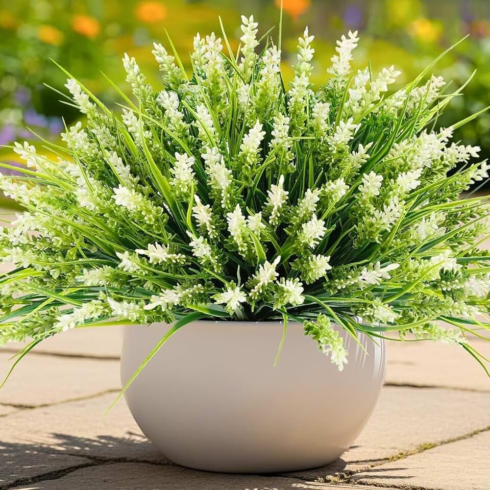 Kunstpflanze Outdoor Künstliche Pflanzen, 20 Stück Fake Plant mit Blumen