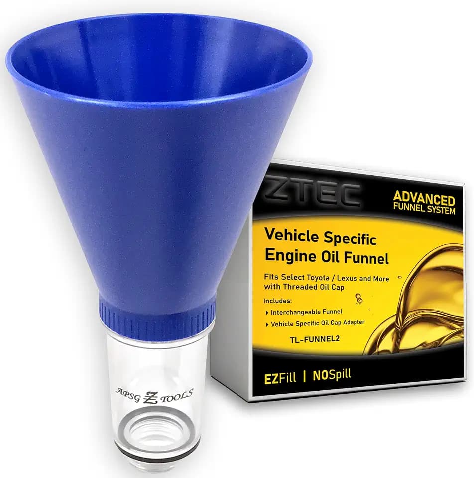 APSG Locking Oil Funnel | Compatible with Select Toyota Lexus Scion | No-Spill Tool Screws Directly INTO Filler | Fast & Easy Oil Change/Fill with No Mess !