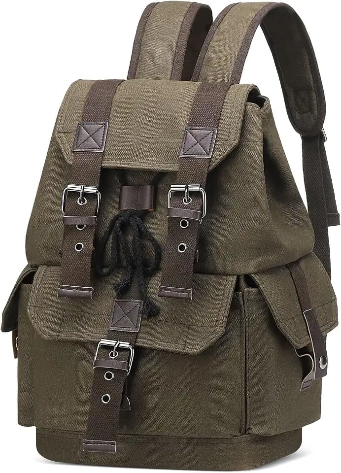 25L Vintage Canvas Backpack for Men and Women Green
