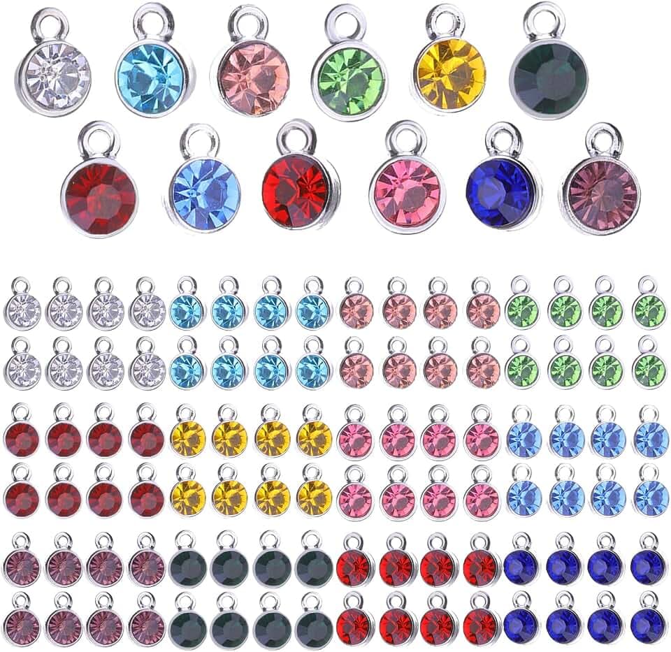 Kristallokkal GAP birthstone Beads, 96 Pcs Runde Kristallnelken fr Schmuck'effet Teerde A freestyle aus, 12 Farben