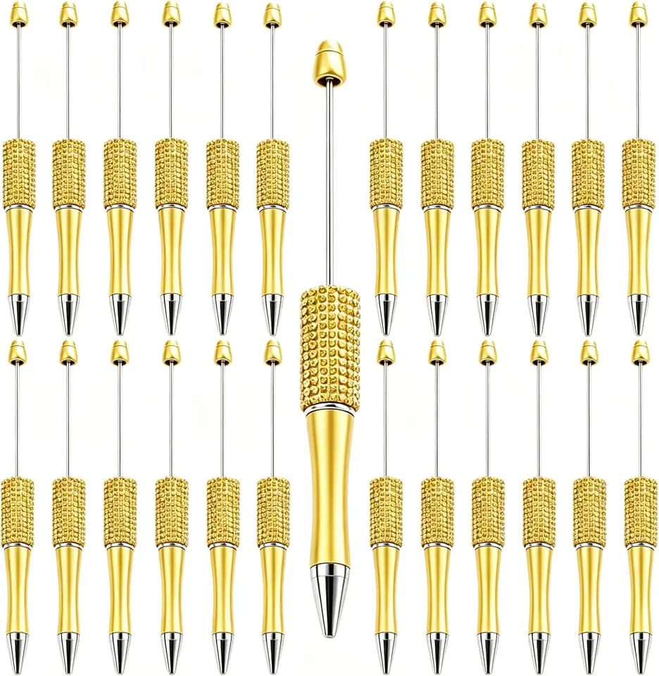Yellow Rhinestone Beadable Pens 25 Pack, DIY Crystal Pens Bulk Set