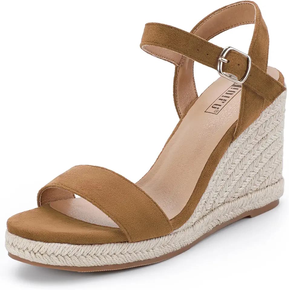 IDIFU Espadrille Wedge Sandals for Women Open Toe Platform Wedge Heels