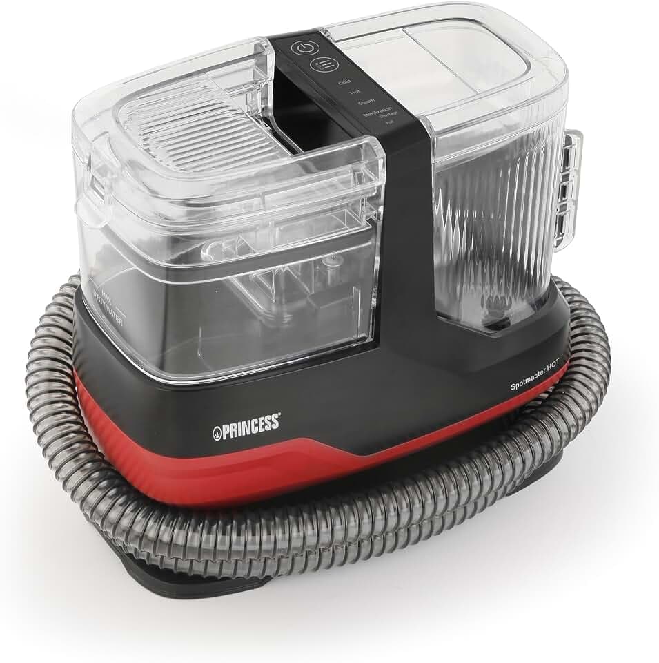 Princess Fleckenreiniger mit Dampffunktion, 1800 W, 4 Reinigungsmodi, 13 Zubehörteile, Flexible Schlauchführung, Wasserabsaugung für Fleckenentfernung, 01.332023.01.001
