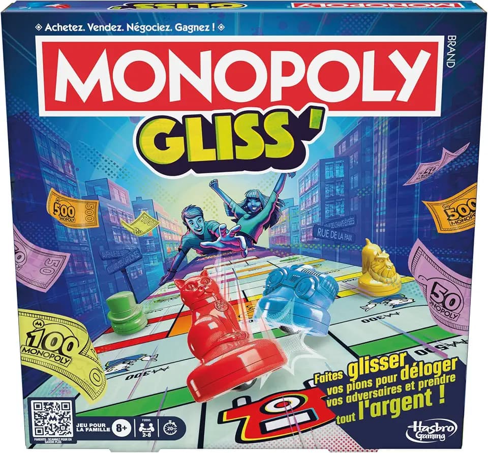Monopoly Gliss´, Brettspiel für Kinder, Jugendliche und Erwachsene, schnelles und unterhaltsames Gesellschaftsspiel für 2 bis 8 Spieler ab 8 Jahren
