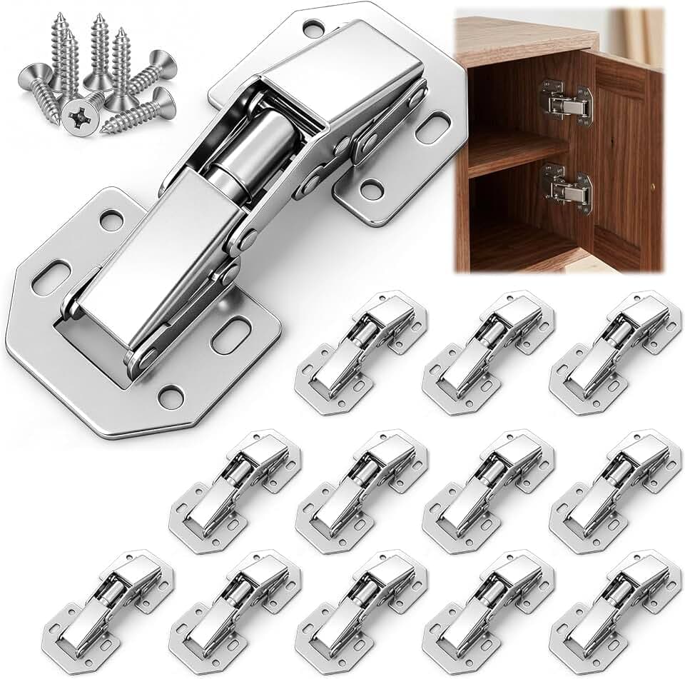 Lot de 12 charnières à visser avec ressort - Angle d'ouverture de 90 ° - Pour placard, porte, porte d'angle et porte intérieure