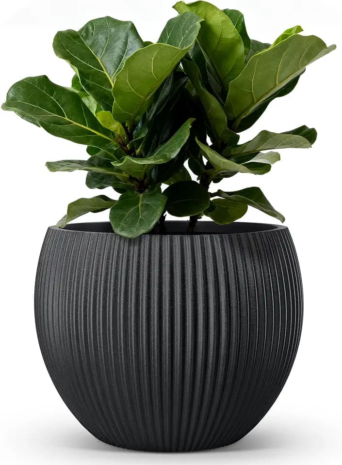 homenote 14.5 Inch Large Black Plastic Flower Pot with Drainage Plug