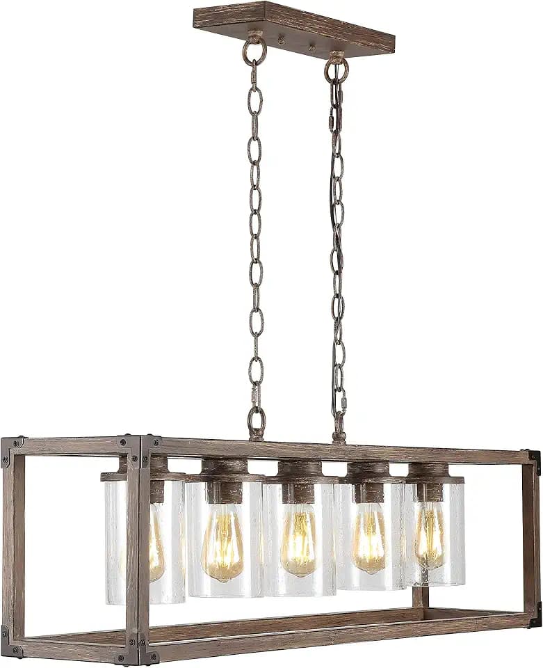 JONATHAN Y Zeniba 36" 5-Light Metal Island Light, Brown Oil Rubbed Bronze