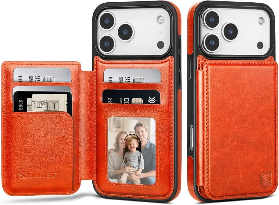 for iPhone 18 Pro Max / 17 Pro Max Phone Wallet Case,Orange