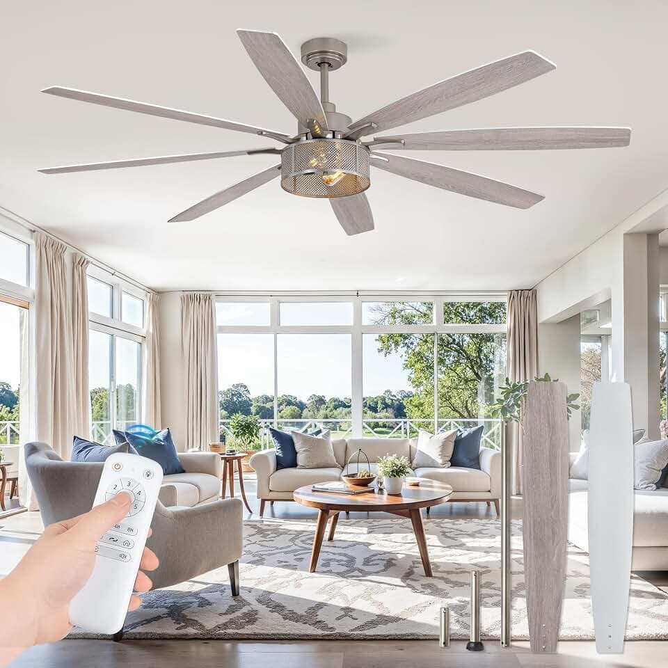Fanbulous Farmhouse Ceiling Fans with Lights and Remote, 72 Inch DC Motor