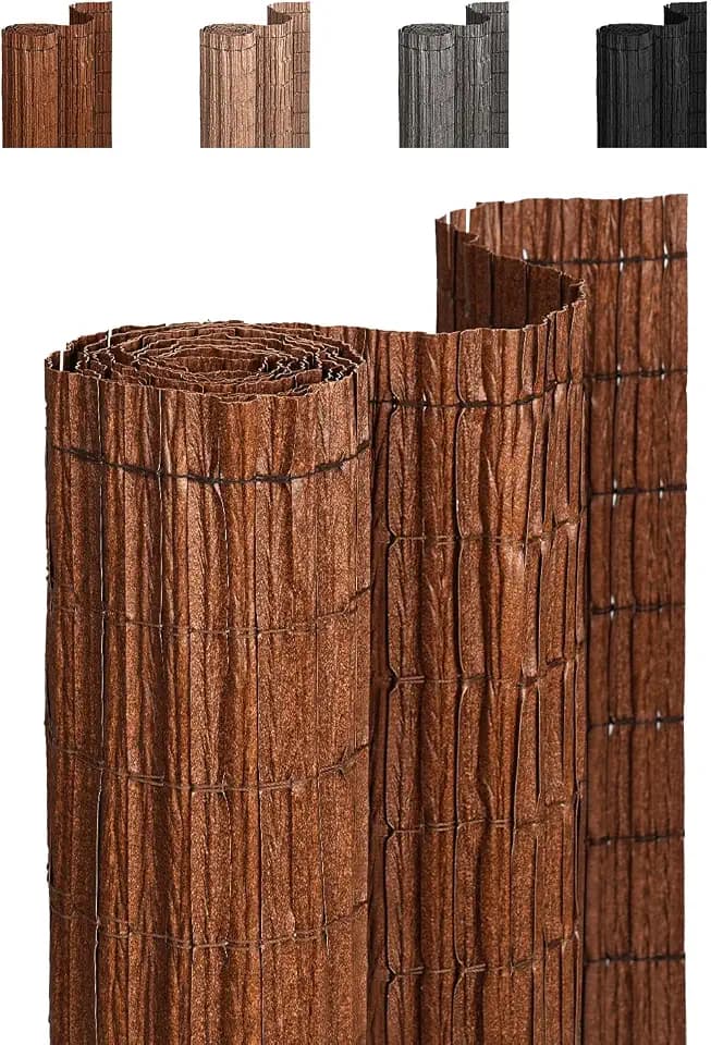 paramondo No Drilling Natural Privacy Fence Screen, Brown, 3×10 FT