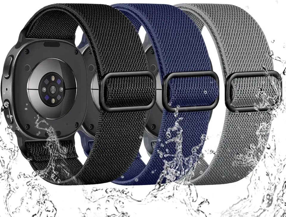 Maledan for Samsung Galaxy Watch 8 Band/Galaxy Watch 9 Band Men Women, 3 Pack Stretchy Soft Nylon Cloth Breathable Waterproof Sport Strap for Samsung Watch 8/9 40mm 44mm/ Galaxy Watch 8 Classic 46mm