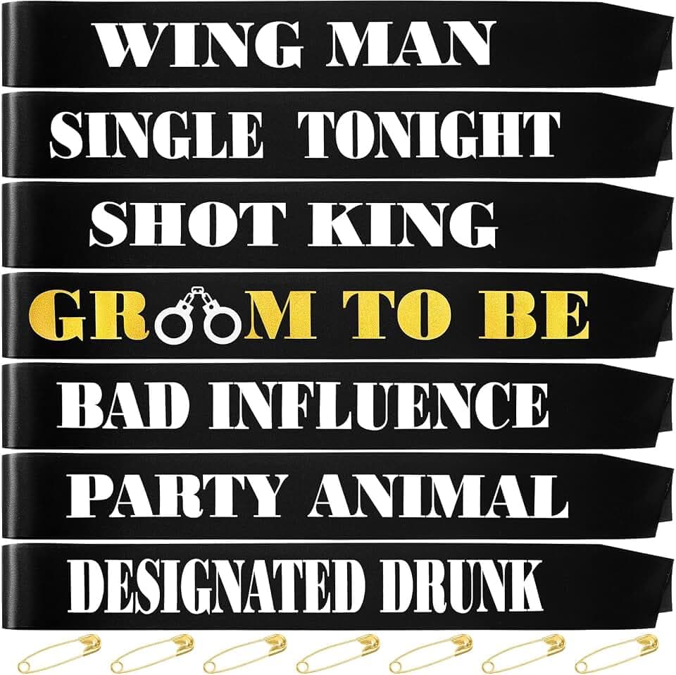 Daifunli 7pack Bachelor Party Sash Groom to Be Groomsmen Team ,Funny Style