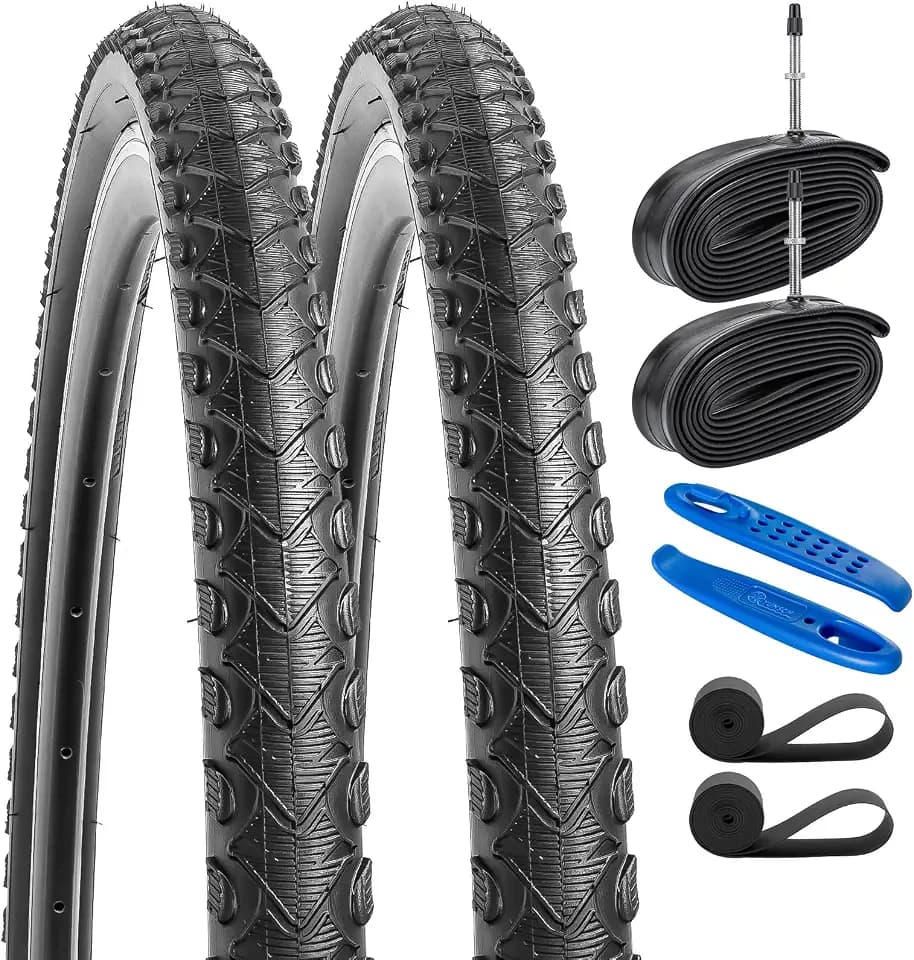 YunSCM 2Pcs Faltbar 28 Zoll Reifen 28x1.60 700x42C Mantel 42-622 und 2Pcs 700C Schlauch FV48mm Valve kompatibel City Bikes, Rennräder 700x40C 700x42C Fahrradreifen und Schlauch