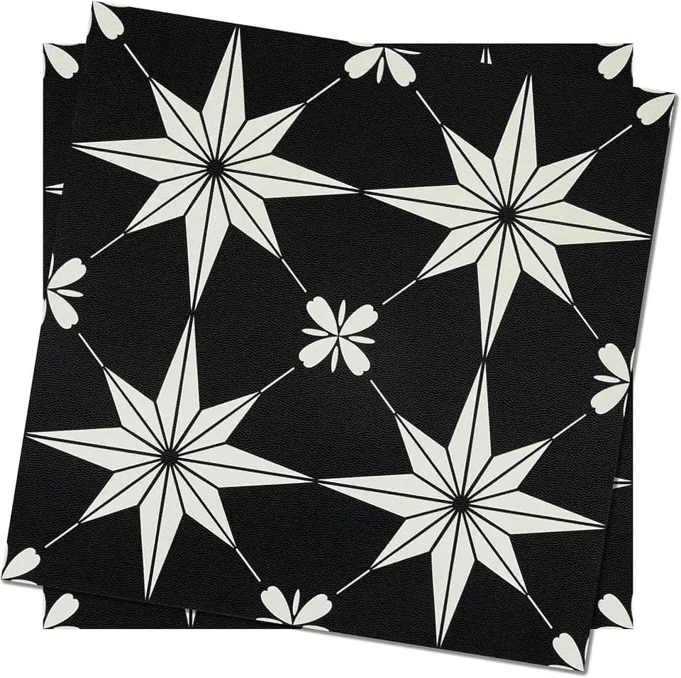 Dureidos Peel and Stick Floor Tiles: 11.8"x11.8" Self-Adhesive Easy to Install Tile Sticker, Waterproof Vinyl Flooring,for Bathroom, Kitchen, Bedroom, 30PCS Covering 30 sq ft Black and White