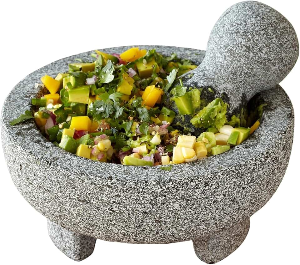 IMUSA USA Super Heavy Traditional Granite Molcajete Spice Grinder, 8-Inch, Gray, 8