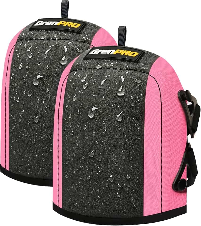 GRENPRO Gardening Knee Pads, Water-Resistant, Quick Buckles, Unisex, Pink
