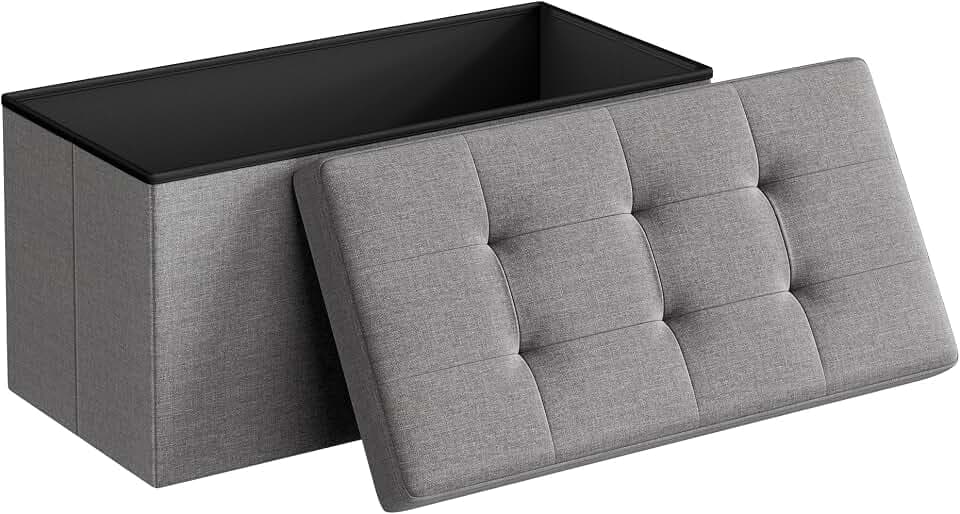 SONGMICS 30 Inches Folding Storage Ottoman Bench, Load 660 lb