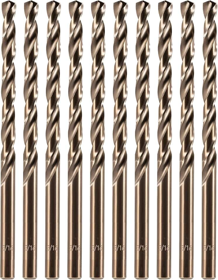 amoolo 3/16" Cobalt Drill Bit, 10pcs