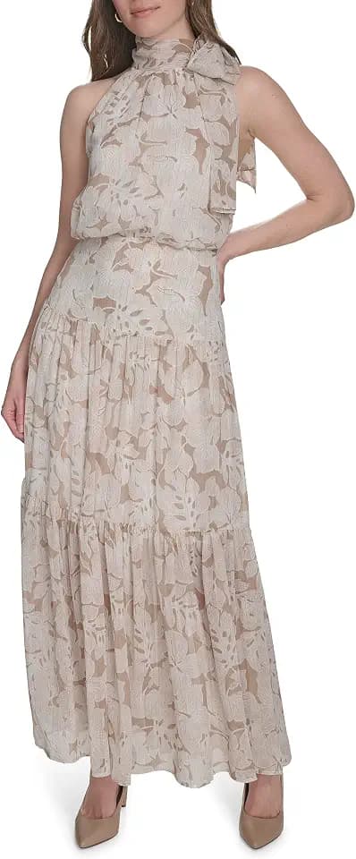 Tommy Hilfiger Women's Halter Neck Sleeveless Maxi Dress