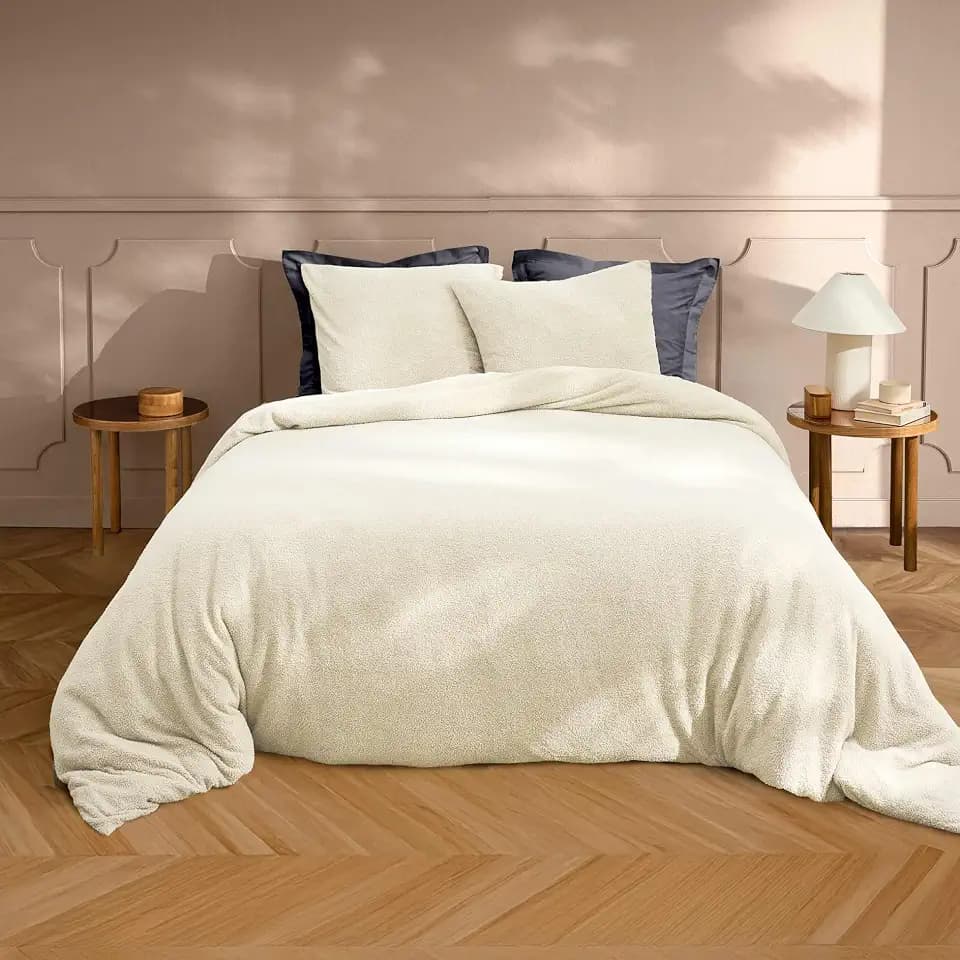 Douceur d'Intérieur, Bettwäsche, 3-teilig (240 x 220 cm) Helena, Natur, Frottee, einfarbig