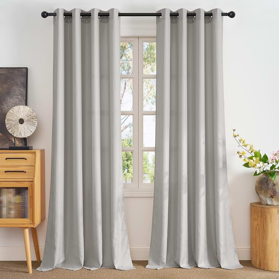 NICETOWN Semi Sheer Curtains 84 Inch Length 2 Panels Set for Living Room
