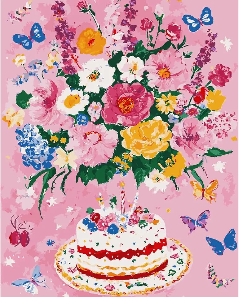 ZRIZQ Flowers Paint by Numbers Kit for Adults Beginner,Birthday,16x20