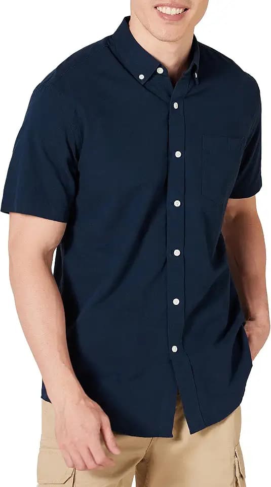 Amazon Essentials Men's Short-Sleeve Oxford Shirt with Pocket