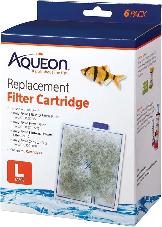 Aqueon Aquarium Fish Tank Replacement Filter Cartridges, Large - 6 Pack