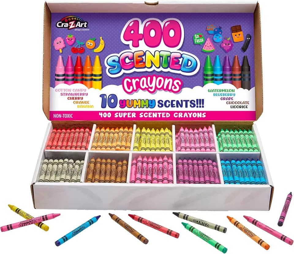 Cra-Z-Art Scented Crayon Bulk Pack 400ct 10 Assorted Colors & Delicious Scents, Great For Back To School, In Classroom & Supply Room For Teachers, Birthday Party Favor Bags