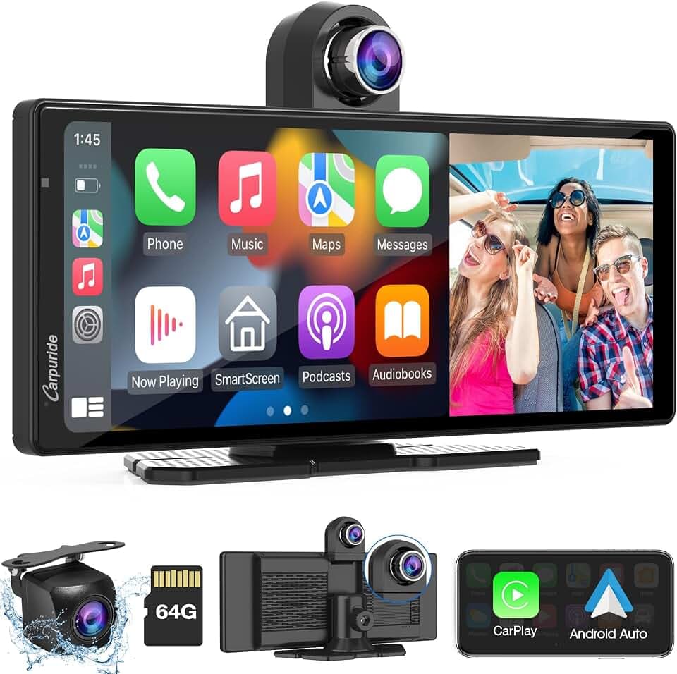 Carpuride 9,3" W903 Tragbares Kabelloses Carplay & Android Auto mit Dashcam