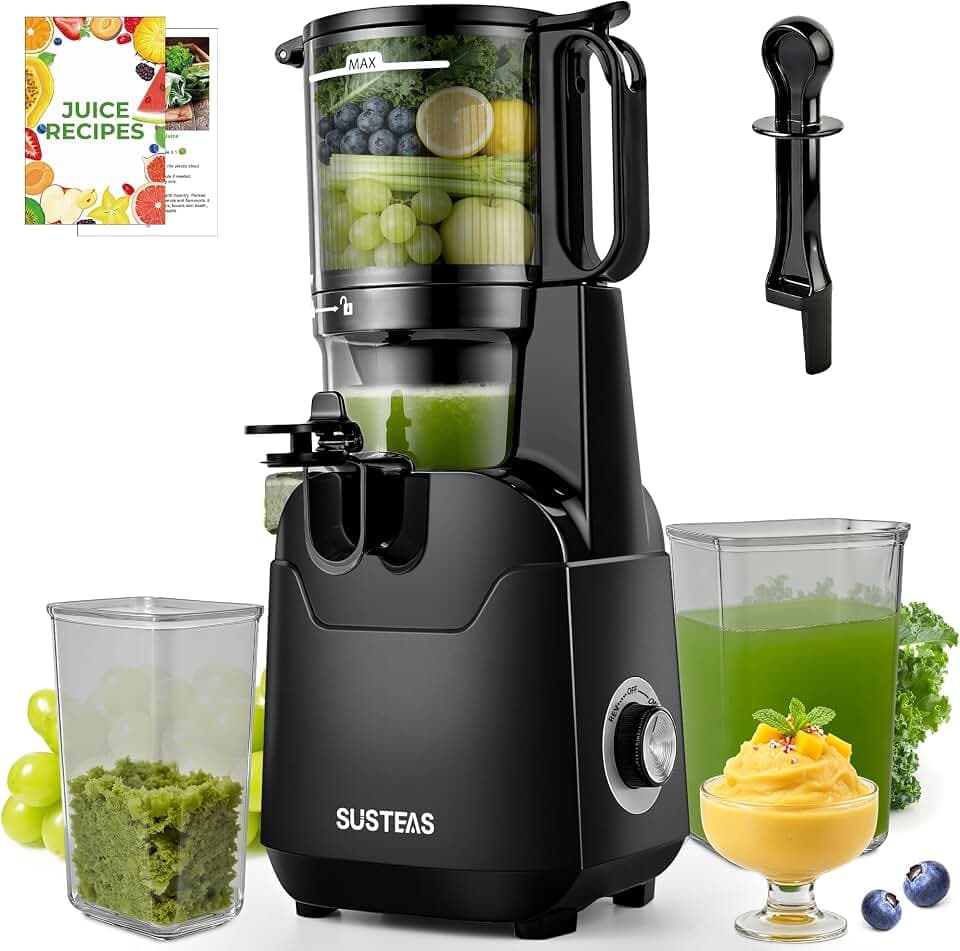 SUSTEAS Juicer Machines, 2-in-1 Cold Press Juicer Strainer (Juice & Sorbet)