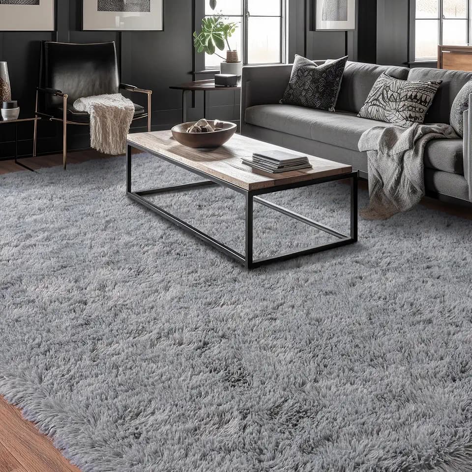 Dssimo 5x7 Area Rug for Living Room Fluffy Shag Grey Rugs for Bedroom,