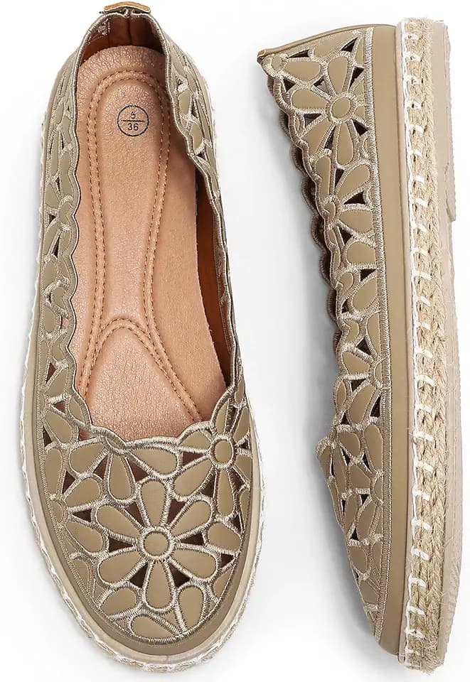 HEAWISH Women's PU Leather Ballet Flats Espadrille Loafers