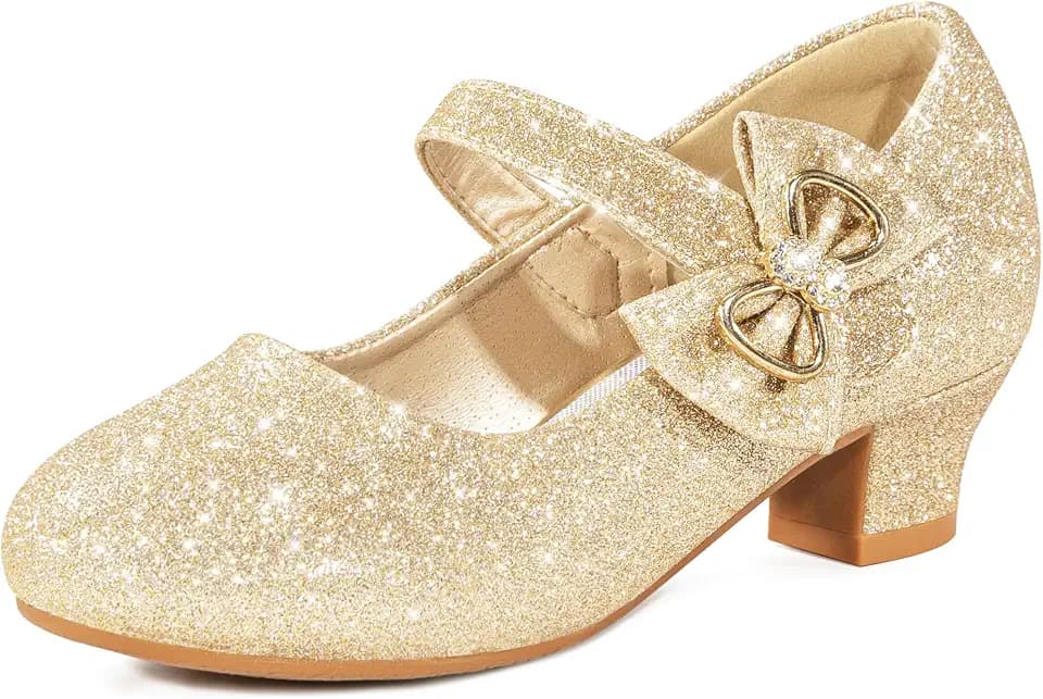 Dufannie Girls Dress Shoes Princess Flats Heels for Toddler Little Big Kids
