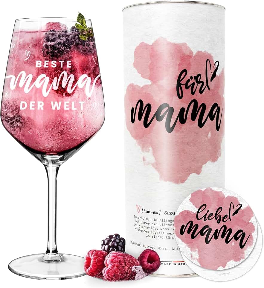 getbrave Weinglas | Beste Mama der Welt (530ml) in Geschenkbox | Das Geschenk zu Muttertag | Weihnachten | Geburtstagsgeschenk | Rotweingläser Weißweingläser