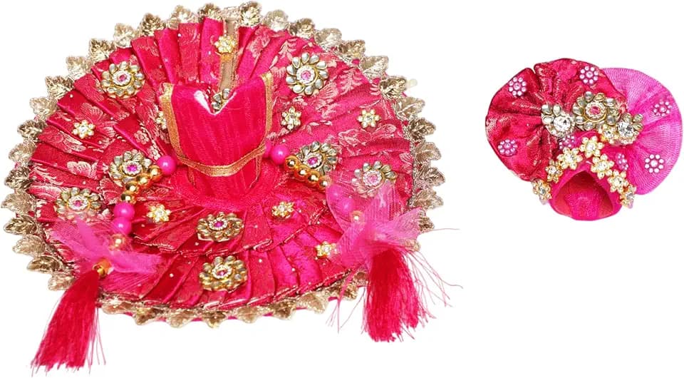 Laddu Gopal Kleid mit Mukut Bal Gopal Kanha ji God Vastra - Dunkelrosa