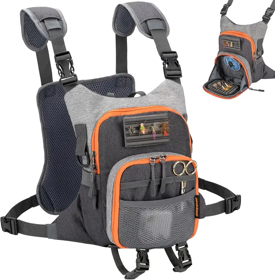 QulayQualy Fly Fishing Chest Pack Vest Tackle Fly Bag