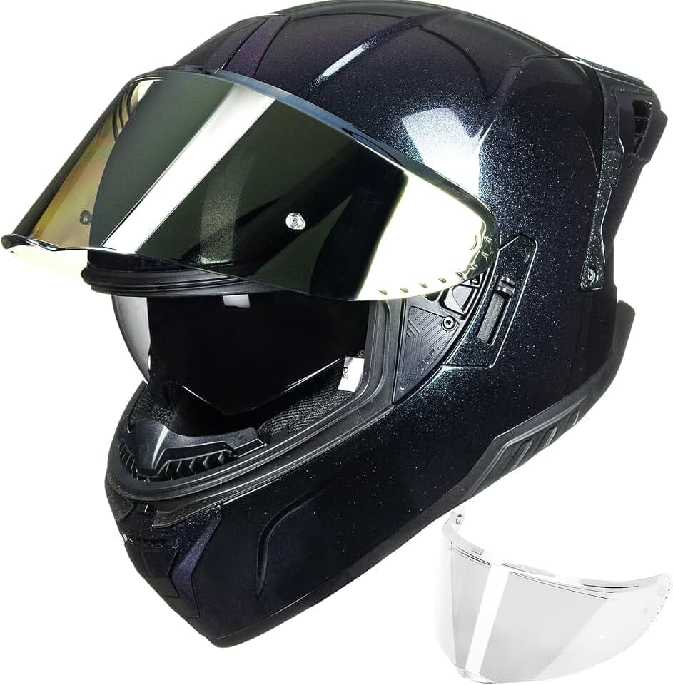 ILM Motorcycle Helmets Full Face Adults with Dual Visors 619 (Chameleon, M)