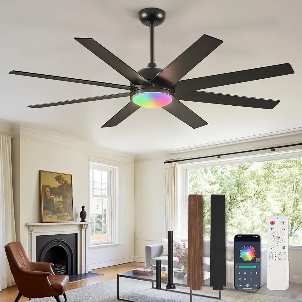 Fanbulous 60” Smart Ceiling Fans with RGB Lights, Alexa/App/Remote Control