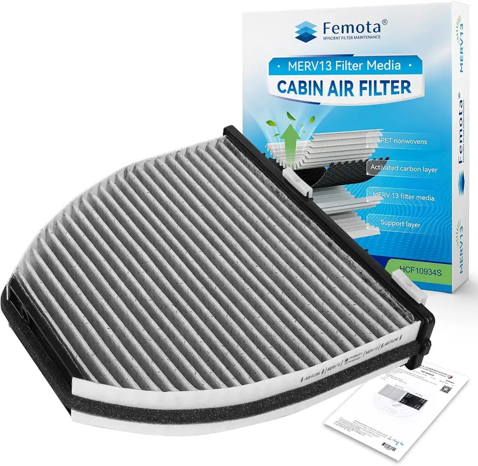 Certified MERV 13 Cabin Air Filter with Activated Carbon, CF10934 for Mercedes-Benz C250, C300, C350, C63, E250, E350, E400, E550, GLK250, GLK350, AMG GT, CLS400, CLS550, SL400(CUK29005)