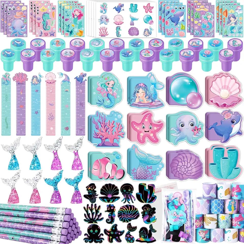 BenLouis 120Pcs Mermaid Stationery Set Party Favors for Kids