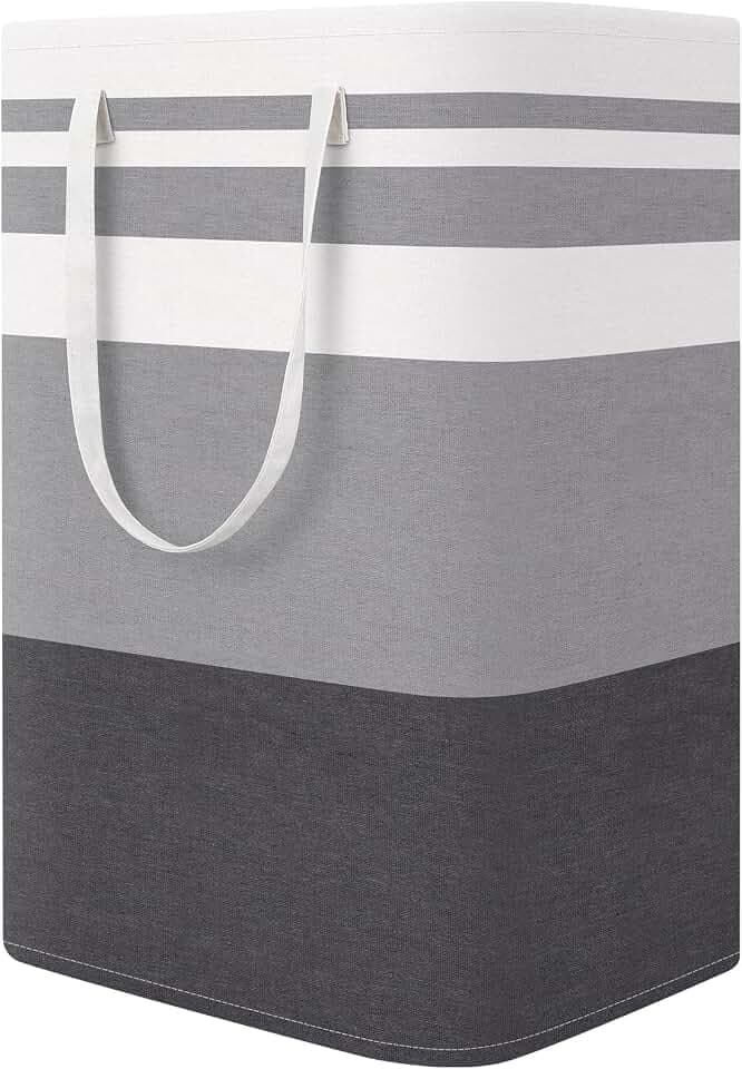 StorageRight Laundry Basket Hamper, 75L Collapsible Clothes Storage, Grey