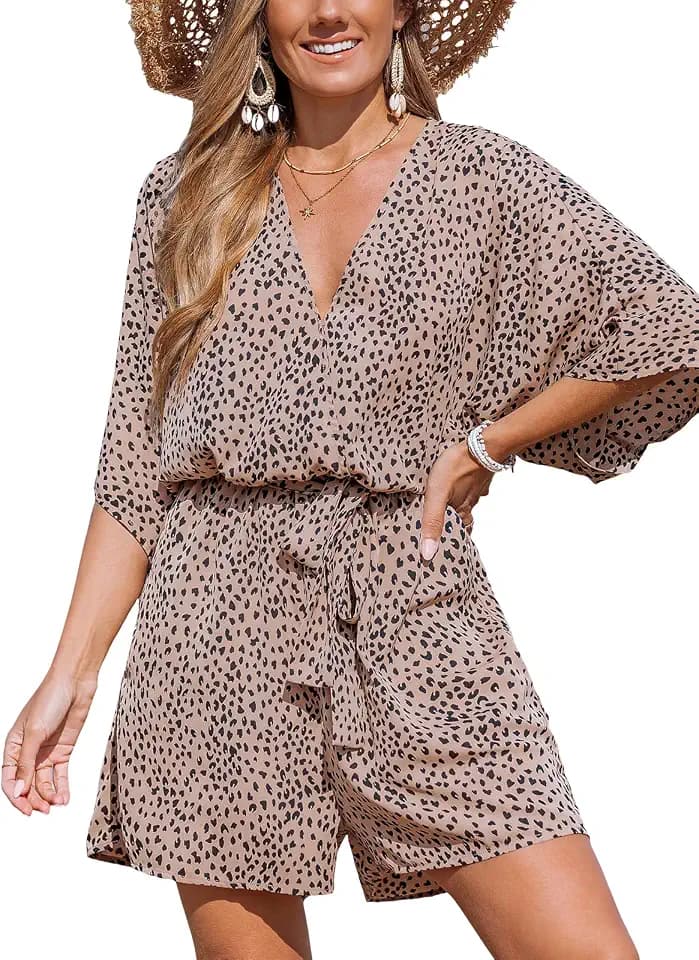 CUPSHE Summer Rompers for Women 2026 V Neck Beach Outfits