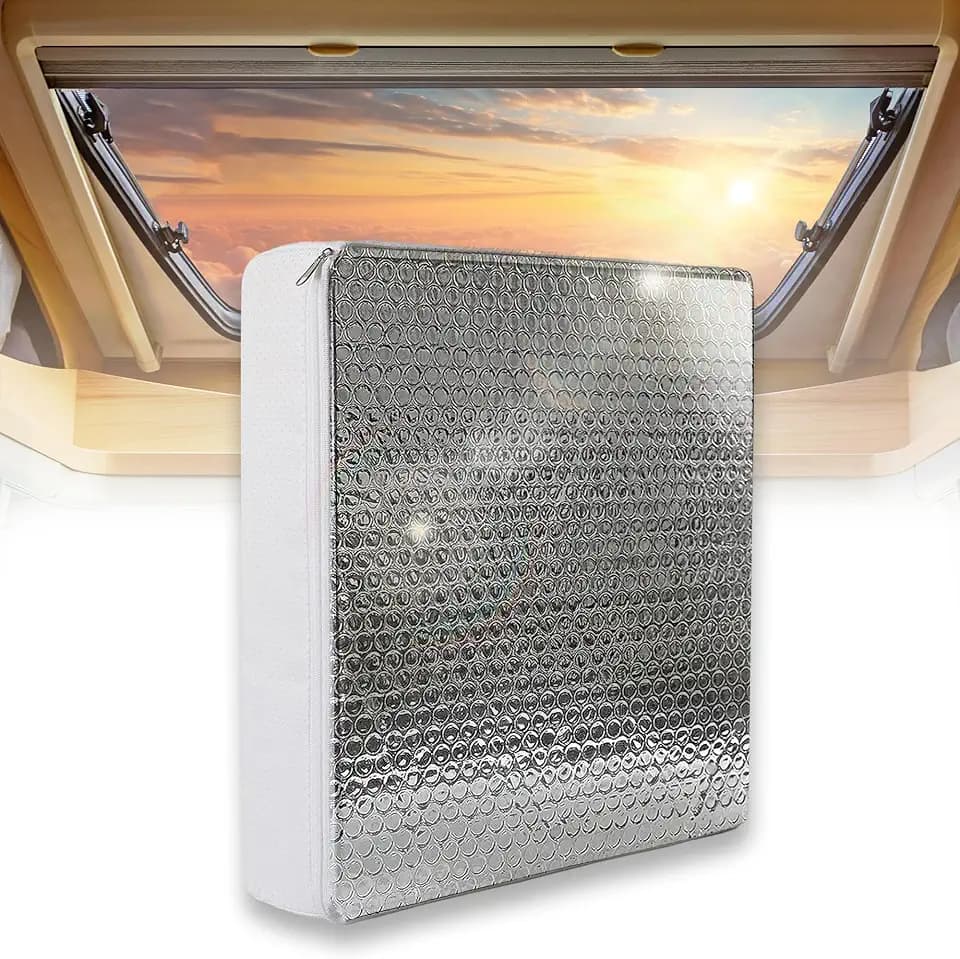 ESMING RV Vent Insulator 22"x14"x3" 1 Pack Universal fit Skylight Cover with Reflective Surface Skylight Shade for Sunroof, Energy Savings, Reduces Heat & Noise,Waterproof, Fits summer RV/Camper Vents